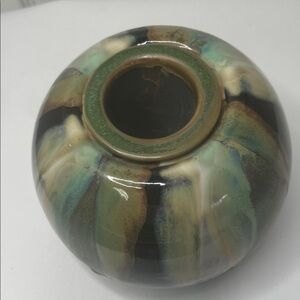 Drip Glaze Flower Frog Vase Earth Tones